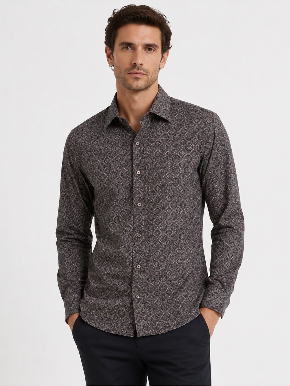 Etro Milano Made in Italy Paisley Print Button Front Shirt Size 40 L
